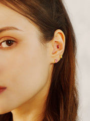 14K Gold Colorful Baguette CZ Cartilage Earring 20G18G16G