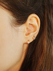 14K Gold Cubic Heart Drop Cartilage Earring 20G
