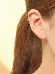 14K 18K Moissanite Double CZ Cartilage Hoop Earring