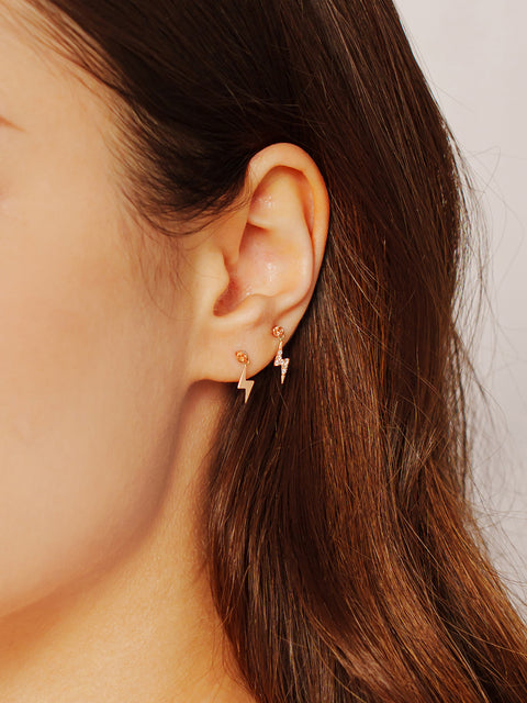 14K Gold Ligtning Drop Cartilage Earring 20G