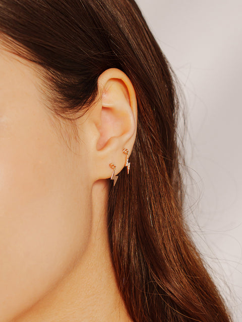 14K Gold Ligtning Drop Cartilage Earring 20G