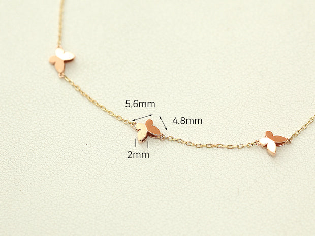 14K 18K Gold Mini Butterfly Anklet Bracelet