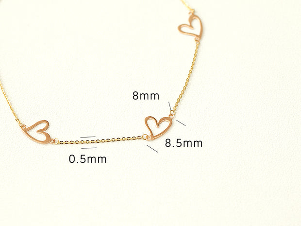 14K Gold Lovely Heart Chain Anklet Bracelet
