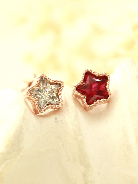 14K Gold Colorful Cubic Star Cartilage Earring 18G16G