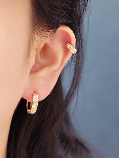 14K Gold 3Line Cartilage Hoop Earring