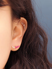 14K Gold Five Rose cut Cubic Cartilage Earring 20G18G