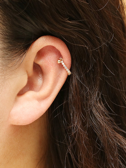 14K Gold Bling Cubic C-Type Conch Piercing