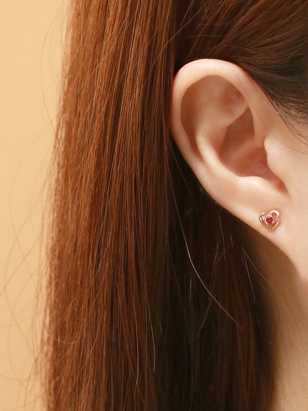 14K Gold Heart Pretzel Cubic Cartilage Earring 18G16G