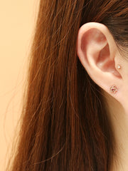 14K Gold Rose Flower Cubic Cartilage Earring 18G16G