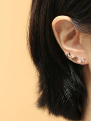 14K Gold Bling Floral Cubic Cartilage Earring 20G18G16G