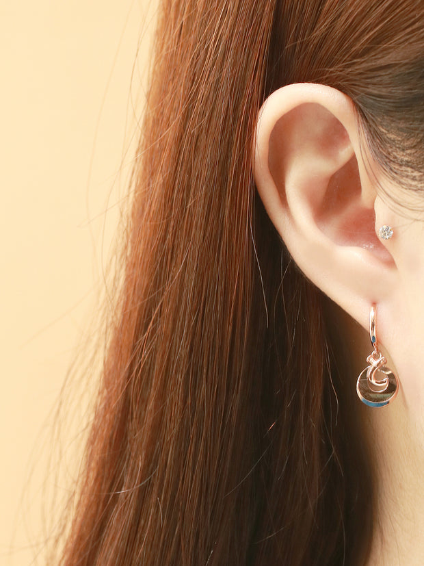 14K 18K Gold Twist Waterdrop Cartilage Hoop Earring