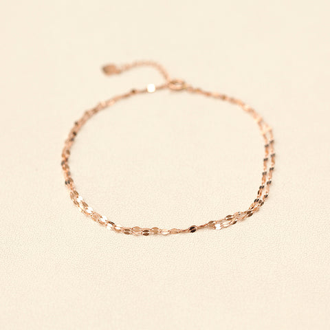 14K Gold One Line Two Line Cutting Chain Anklet Bracelet