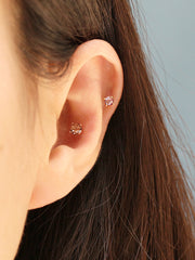 14K Gold Rainbow Rose-cut Cubic Cartilage Earring 20G18G16G