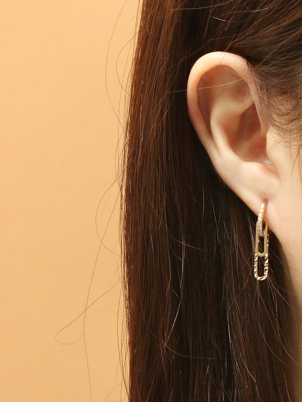 14K 18K Gold Clip Drop Cubic Cartilage Hoop Earring