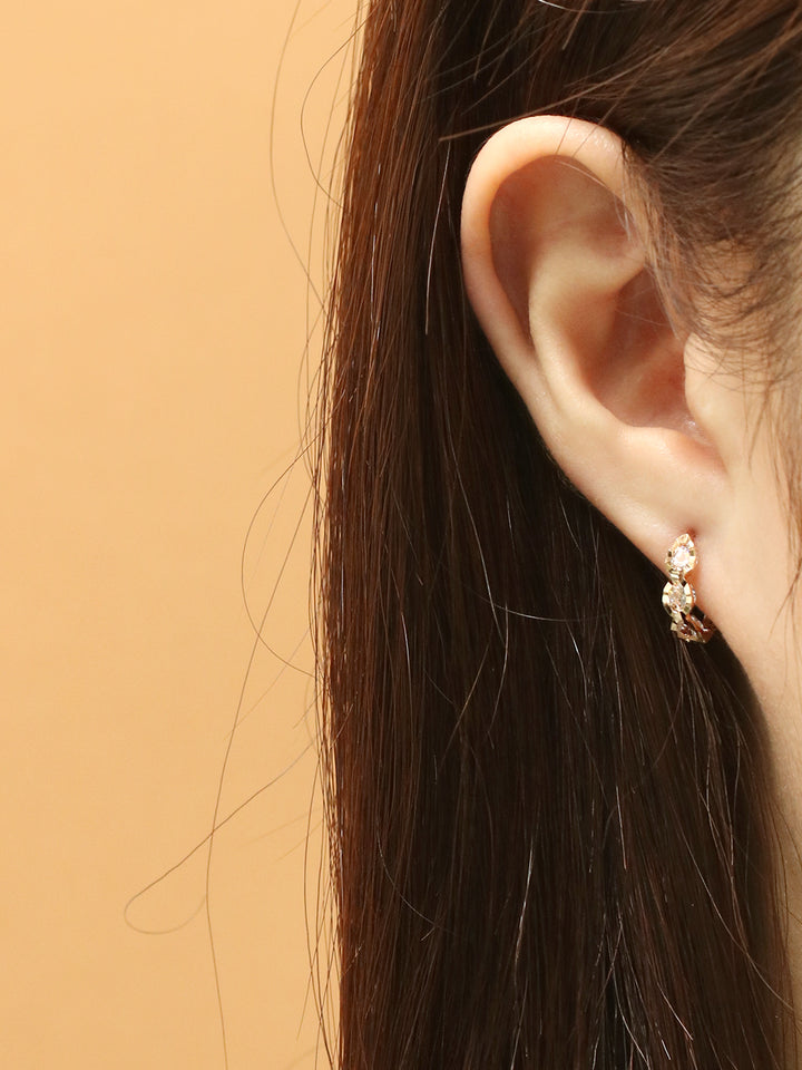 14K 18K Gold Triple Waterdrop Cubic Cartilage Hoop Earring