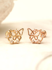 14K Gold Cubic Circle Butterfly Cartilage Earring 20G18G16G