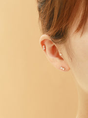 14K Gold Moissanite Double Cartilage Earring 20G18G16G