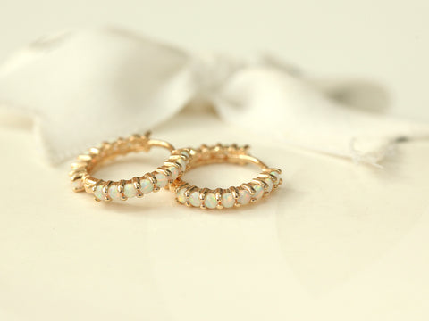 14K Gold Opal cartilage hoop earring