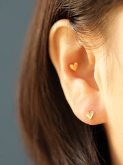 14K Gold Glossy Heart Stud Earring