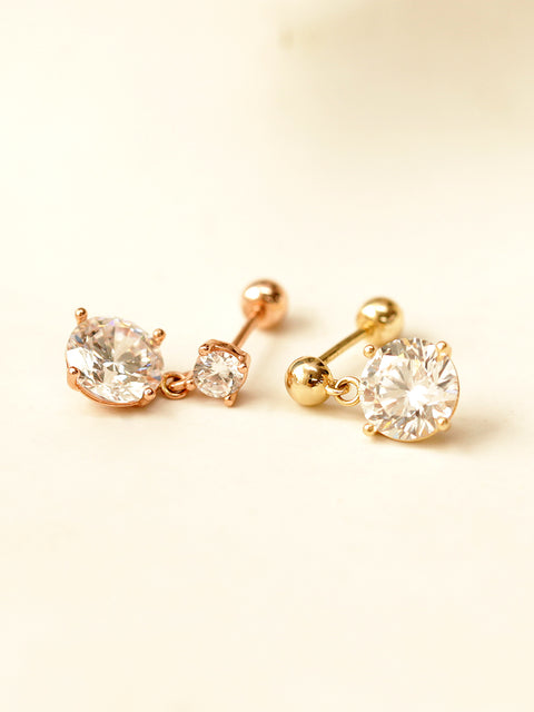 14K Gold Cubic Ball Drop Cartilage Piercing Earring 20G18G16G