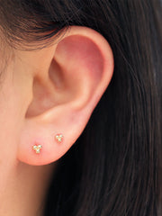 14K Gold Triangle Balls Stud Earring