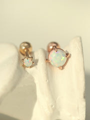14K Gold Synthetic Opal cartilage earring 2mm 3mm 4mm 18g16g