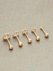 14K Gold Bling Cubic 4 Prong Cartilage Earring 20G