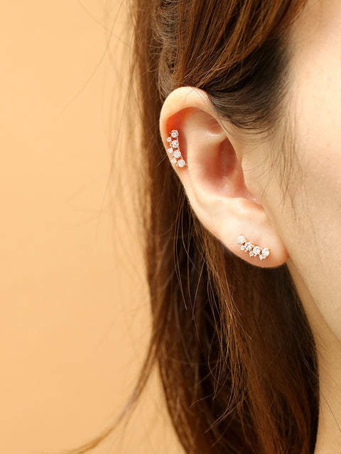 14K Gold Bling Crown Cubic Cartilage Earring 20G18G16G