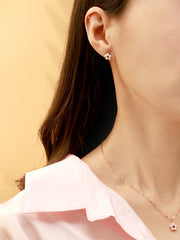 14K 18K Gold Lovely Pearl Flower Cubic Pendant Necklace