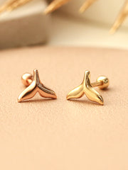 14K Gold Lucky Whale Tail Cartilage Earring 18G16G