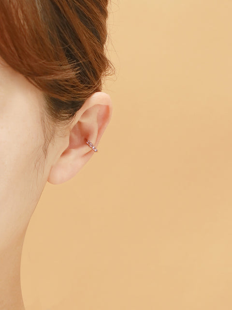14K 18K Gold Rose-Cut Cubic Inner conch Cartilage Hoop Earring