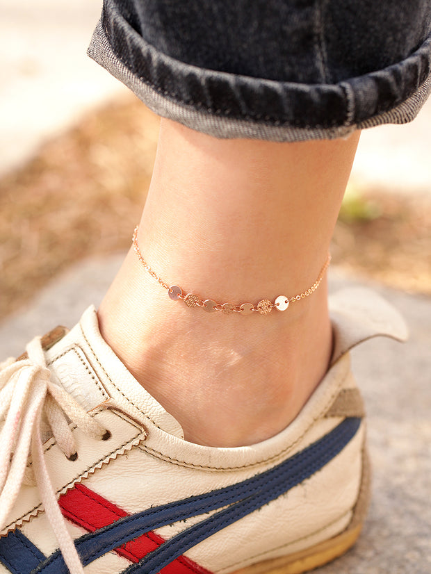 14K Gold Mini Cutting Coin Anklet