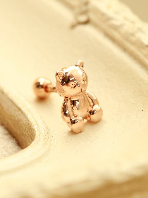 14K Gold Rabbit & Bear Cartilage Earring 18G16G