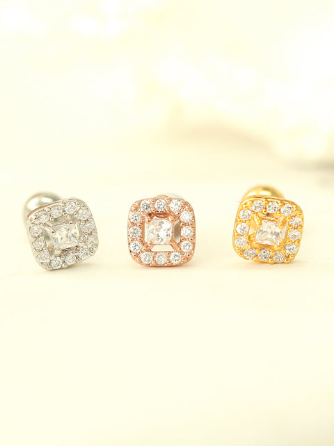 Classic Square CZ Stud Piercing