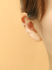 14K Gold Flower Pearl Piercing Earring 20G18G16G