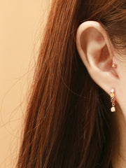 14K 18K Gold Rough Diamond Coin Drop Cartilage Hoop Earring