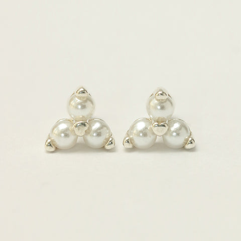 925 Silver Triangle Pearl Cartilage Earring 20G