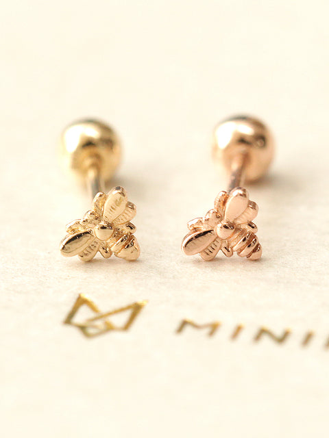 14K Gold Mini Bee Cartilage Earring