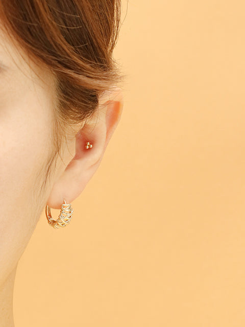 14K 18K Gold Mesh Cartilage Hoop Earring