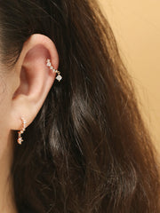 14K Gold Cubic Curve Drop Piercing Earring 20G18G16G
