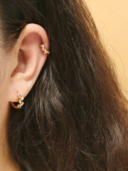 14K 18K Gold Laurel Leaf Cubic Cartilage Hoop Earring