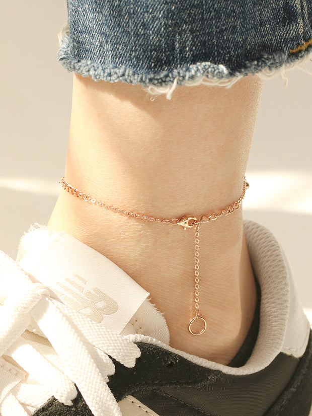14K 18K Gold Lucky Whale Tale Anklet