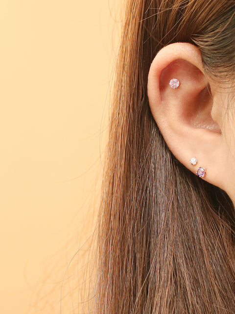 14K Gold Royal Color Cubics Cartilage Earring 20G18G16G