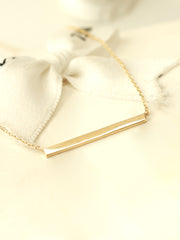 14K 18K Gold Simple Stick Necklace