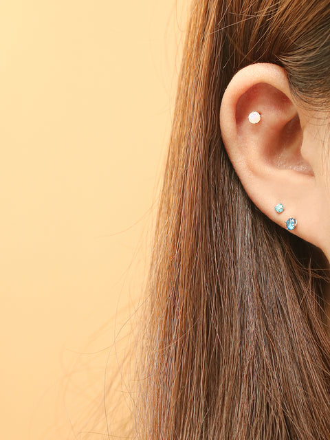 14K Gold Royal Color Cubics Cartilage Earring 20G18G16G