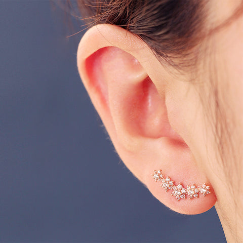 14K Gold Garland Cubic Flower Cartilage Earring 20G18G16G