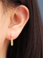 14K Gold Ball Tassel Stud Earring