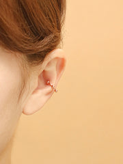 14K 18K Gold Line Balls Cartilage Hoop Earring