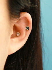 14K Gold Tiny Smile Cartilage Earring 20G18G16G