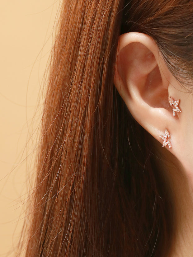 14K Gold Unbalanced Star Cubic Cartilage Earring 20G18G16G